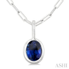 ASHI Oval Shape Bezel Set Paperclip Gemstone Fashion Pendant 58899PPF@PDSPWG-OV