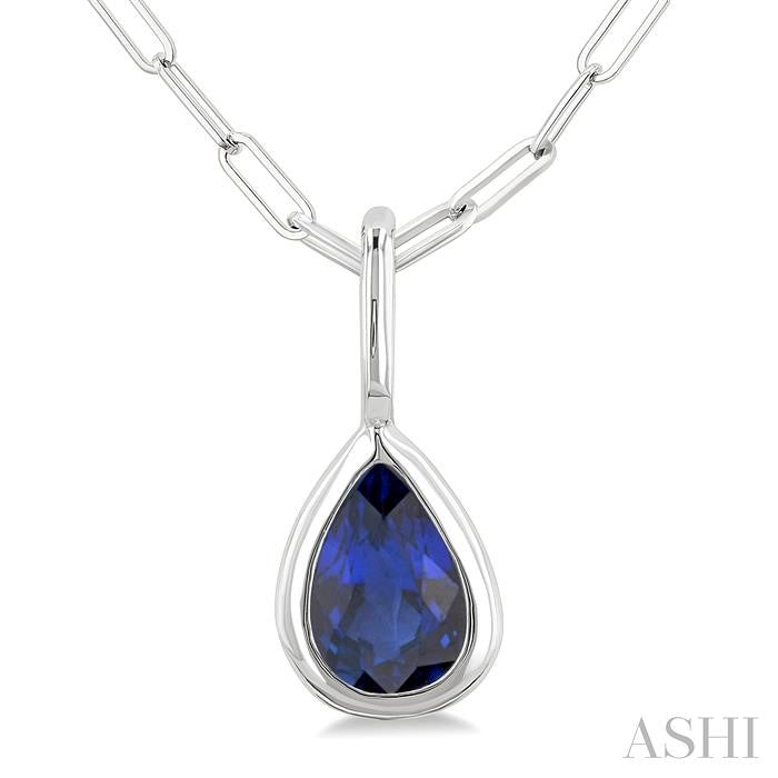 ASHI Pear Shape Bezel Set Paperclip Gemstone Fashion Pendant 58899PPF@PDSPWG-PR