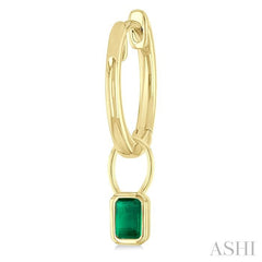 ASHI Emerald Shape Bezel Set Gemstone Huggie Fashion Earrings 58899PPT@EREMYG-OC