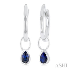 ASHI Pear Shape Bezel Set Gemstone Huggie Fashion Earrings 58899PPT@ERSPWG-PR