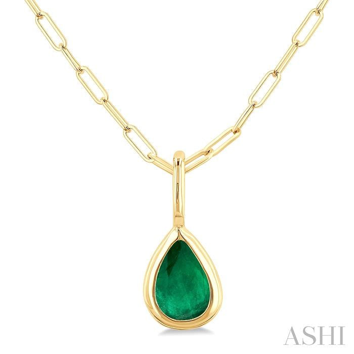 ASHI Pear Shape Bezel Set Paperclip Gemstone Fashion Pendant 58899PPT@PDEMYG-PR
