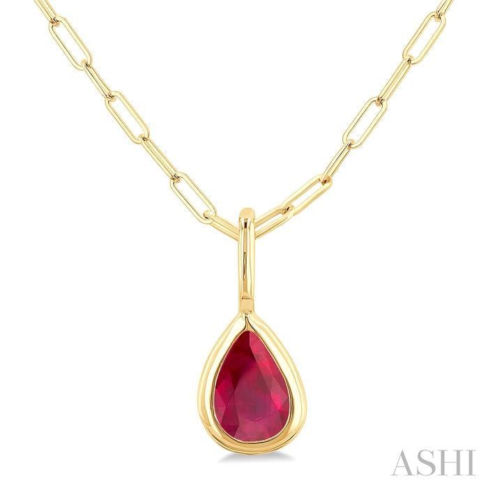 ASHI Pear Shape Bezel Set Paperclip Gemstone Fashion Pendant 58899PPT@PDRBYG-PR