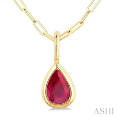 ASHI Pear Shape Bezel Set Paperclip Gemstone Fashion Pendant 58899PPT@PDRBYG-PR