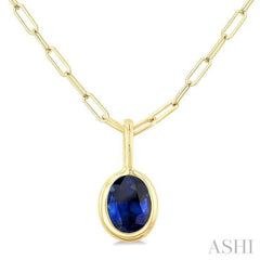 ASHI Oval Shape Bezel Set Paperclip Gemstone Fashion Pendant 58899PPT@PDSPYG-OV