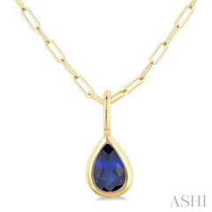 ASHI Pear Shape Bezel Set Paperclip Gemstone Fashion Pendant 58899PPT@PDSPYG-PR