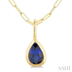 ASHI Pear Shape Bezel Set Paperclip Gemstone Fashion Pendant 58899PPT@PDSPYG-PR