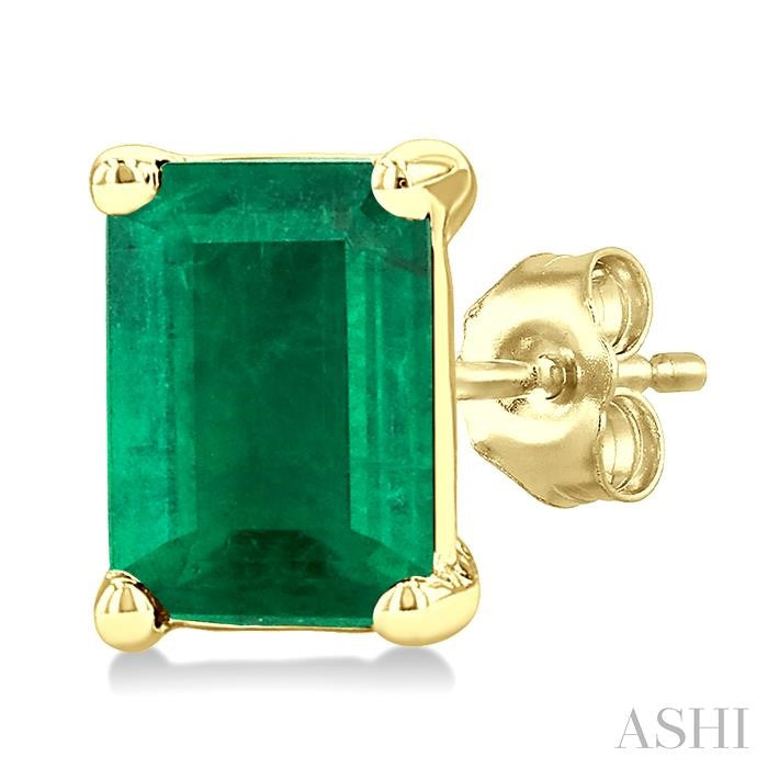 ASHI Emerald Shape Gemstone Stud Earrings 58909PPF@EREMYG-OC