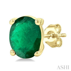 ASHI Oval Shape Gemstone Stud Earrings 58909PPF@EREMYG-OV