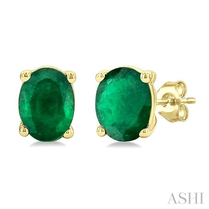ASHI Oval Shape Gemstone Stud Earrings 58909PPF@EREMYG-OV