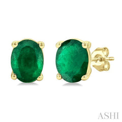 ASHI Oval Shape Gemstone Stud Earrings 58909PPF@EREMYG-OV