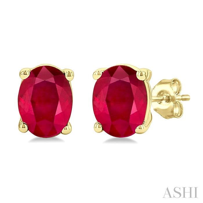 ASHI Oval Shape Gemstone Stud Earrings 58909PPF@ERRBYG-OV
