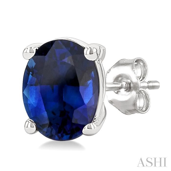 ASHI Oval Shape Gemstone Stud Earrings 58909PPF@ERSPWG-OV