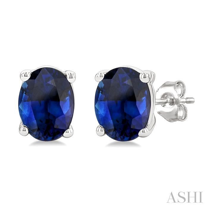 ASHI Oval Shape Gemstone Stud Earrings 58909PPF@ERSPWG-OV