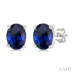 ASHI Oval Shape Gemstone Stud Earrings 58909PPF@ERSPWG-OV