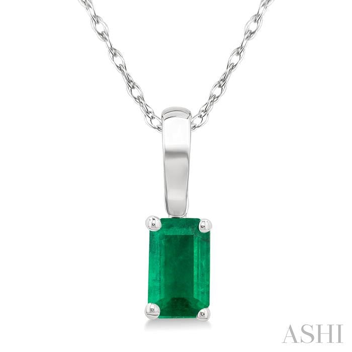 ASHI Emerald Shape Gemstone Solitaire Pendant 58909PPF@PDEMWG-OC
