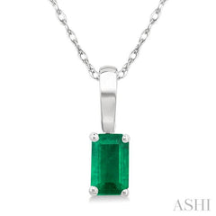 ASHI Emerald Shape Gemstone Solitaire Pendant 58909PPF@PDEMWG-OC