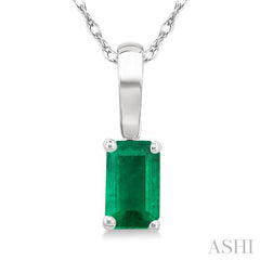 ASHI Emerald Shape Gemstone Solitaire Pendant 58909PPF@PDEMWG-OC