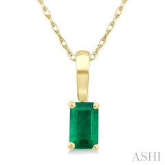 ASHI Emerald Shape Gemstone Solitaire Pendant 58909PPF@PDEMYG-OC