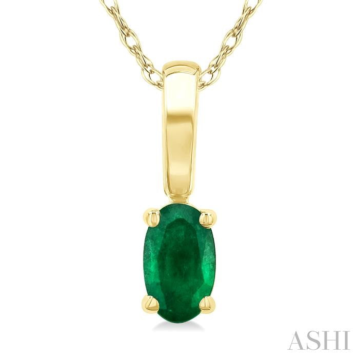 ASHI Oval Shape Gemstone Solitaire Pendant 58909PPF@PDEMYG-OV