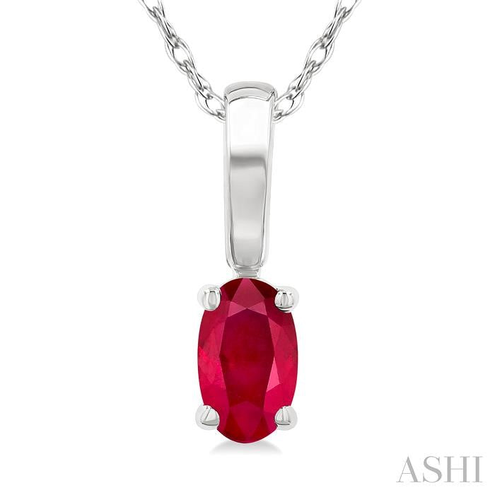 ASHI Oval Shape Gemstone Solitaire Pendant 58909PPF@PDRBWG-OV