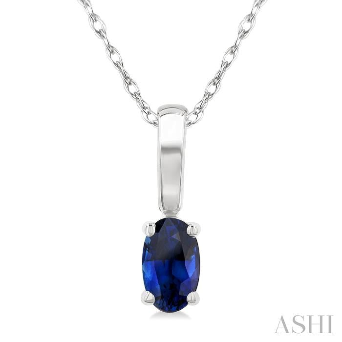 ASHI Oval Shape Gemstone Solitaire Pendant 58909PPF@PDSPWG-OV
