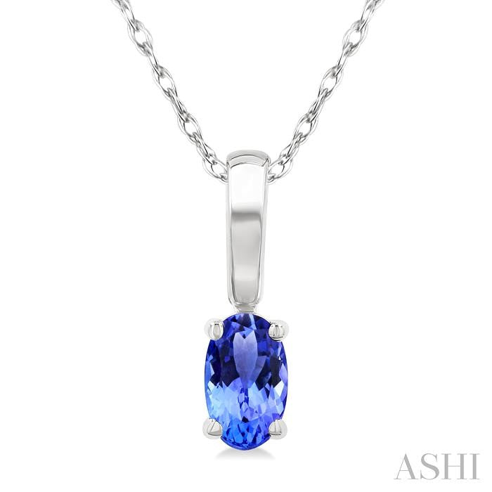 ASHI Oval Shape Gemstone Solitaire Pendant 58909PPF@PDTZWG-OV