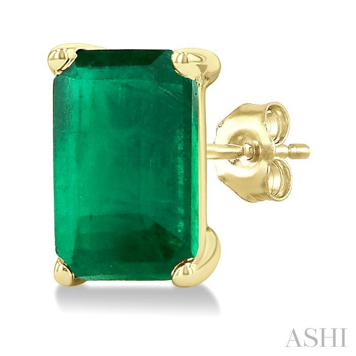 ASHI Emerald Shape Gemstone Stud Earrings 58919PPF@EREMYG-OC