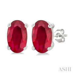 ASHI Oval Shape Gemstone Stud Earrings 58919PPF@ERRBWG-OV