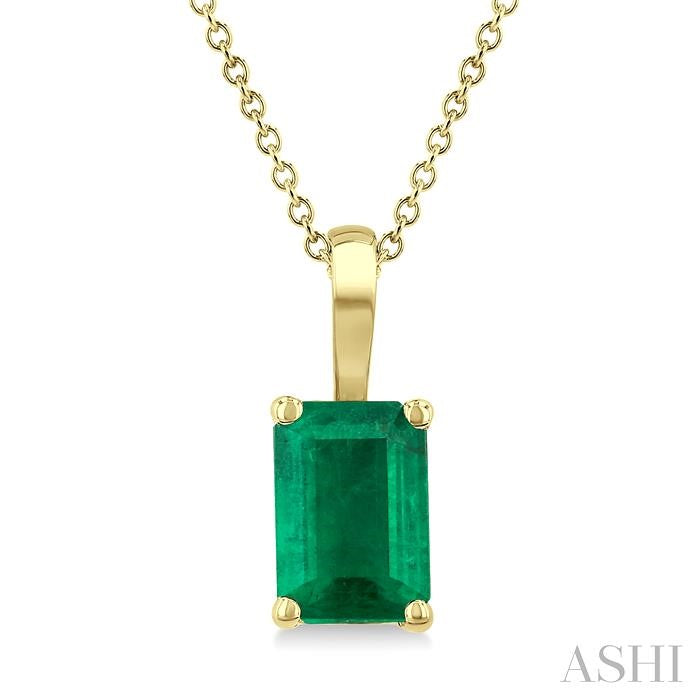 ASHI Emerald Shape Gemstone Solitaire Pendant 58919PPF@PDEMYG-OC