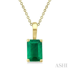 ASHI Emerald Shape Gemstone Solitaire Pendant 58919PPF@PDEMYG-OC