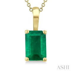 ASHI Emerald Shape Gemstone Solitaire Pendant 58919PPF@PDEMYG-OC