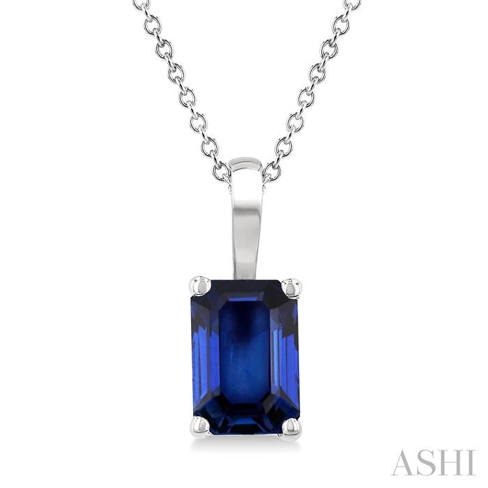 ASHI Emerald Shape Gemstone Solitaire Pendant 58919PPF@PDSPWG-OC