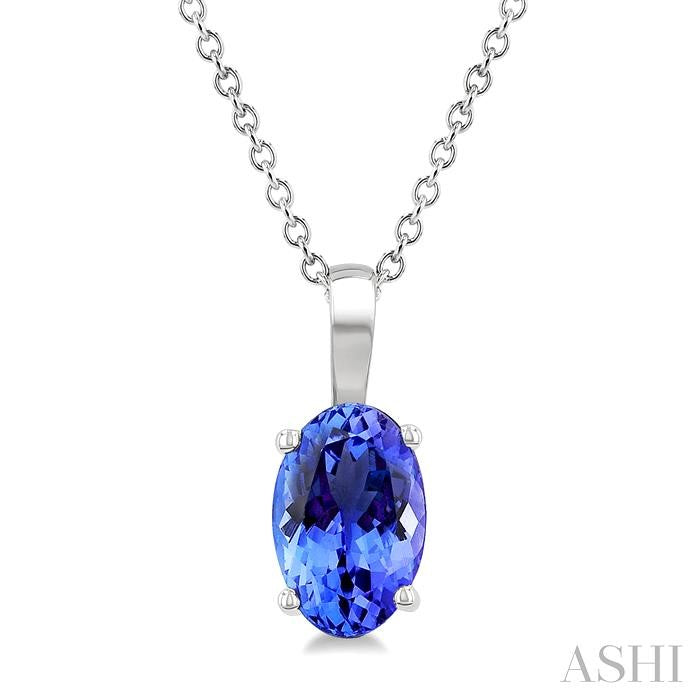 ASHI Oval Shape Gemstone Solitaire Pendant 58919PPF@PDTZWG-OV