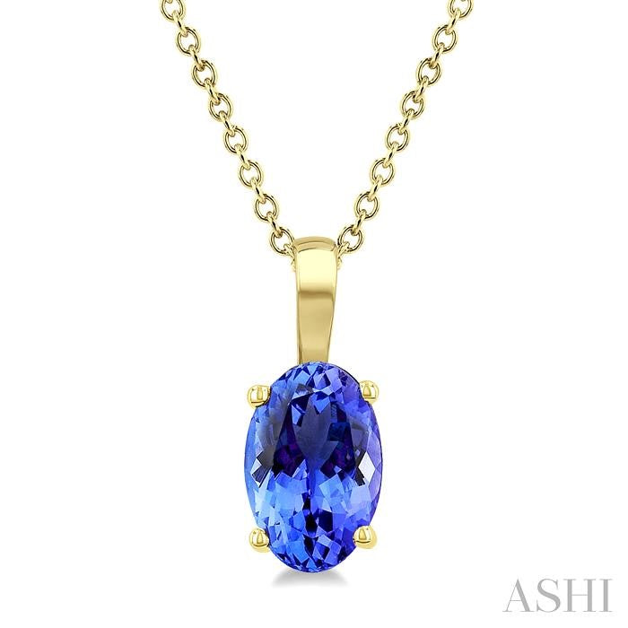 ASHI Oval Shape Gemstone Solitaire Pendant 58919PPF@PDTZYG-OV
