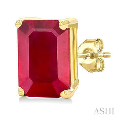 ASHI Emerald Shape Gemstone Stud Earrings 58929PPF@ERRBYG-OC