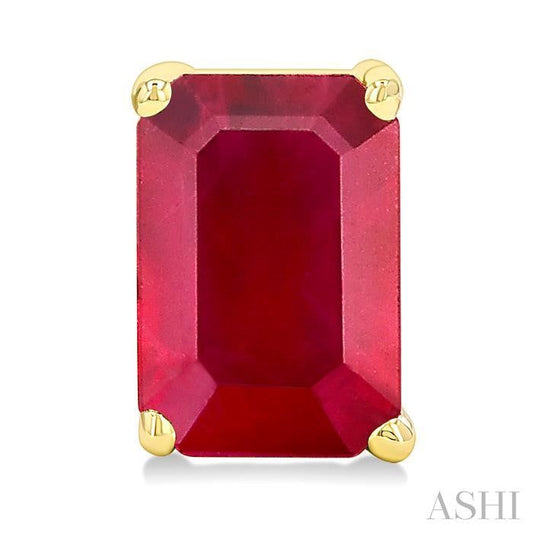 ASHI Emerald Shape Gemstone Stud Earrings 58929PPF@ERRBYG-OC