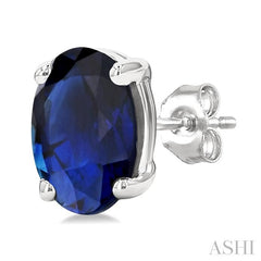 ASHI Oval Shape Gemstone Stud Earrings 58929PPF@ERSPWG-OV