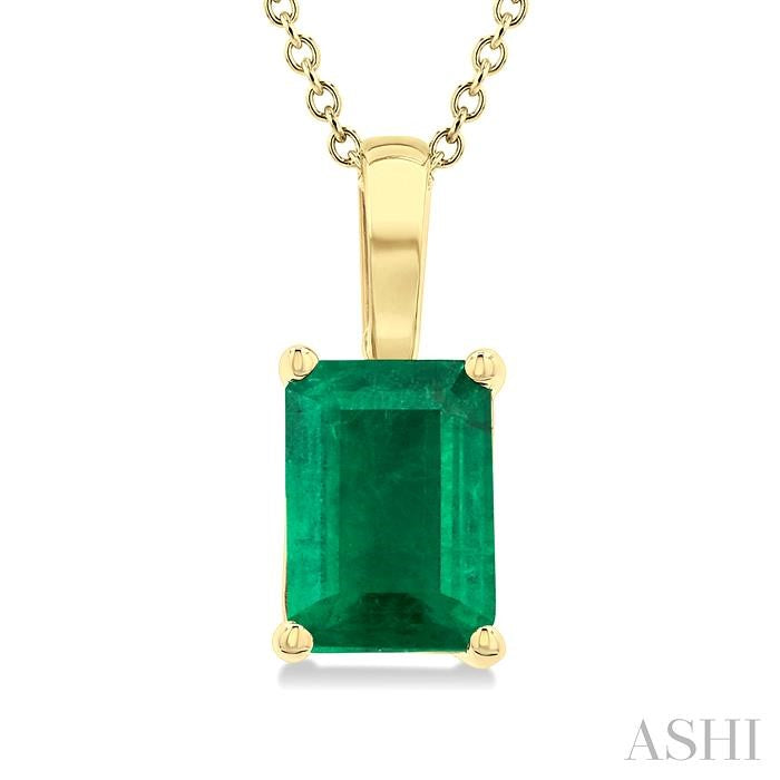 ASHI Emerald Shape Gemstone Solitaire Pendant 58929PPF@PDEMYG-OC
