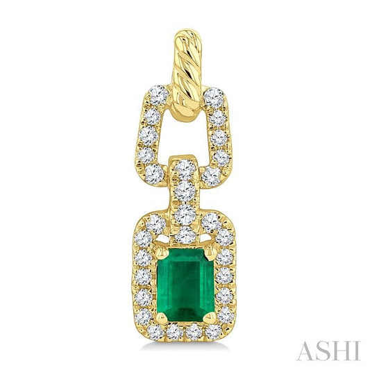 ASHI Emerald Shape Gemstone & Diamond Link Earrings 58946PPFGEREMYG