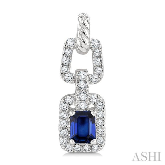 ASHI Emerald Shape Gemstone & Diamond Link Earrings 58946PPFGERSPWG