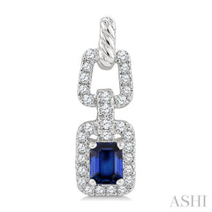ASHI Emerald Shape Gemstone & Diamond Link Earrings 58946PPFGERSPWG