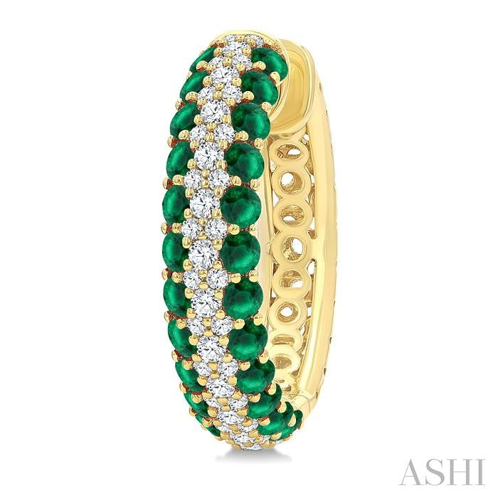 ASHI Gemstone & Diamond Hoop Earrings 58953PPFGEREMYG