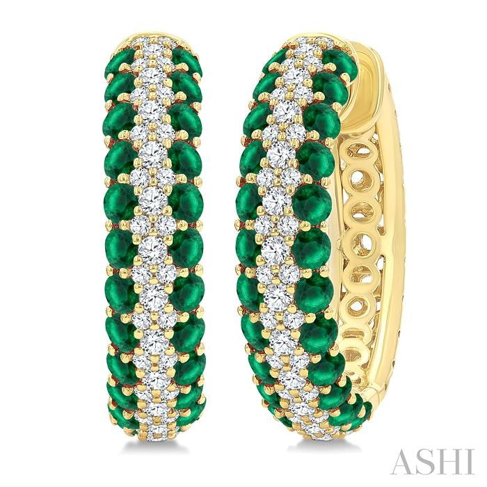 ASHI Gemstone & Diamond Hoop Earrings 58953PPFGEREMYG