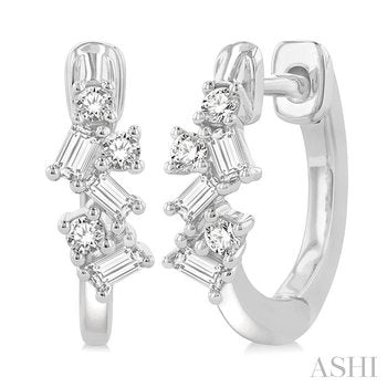 ASHI Scatter Baguette Diamond Petite Huggie Fashion Earrings 668W6PPFHERWG