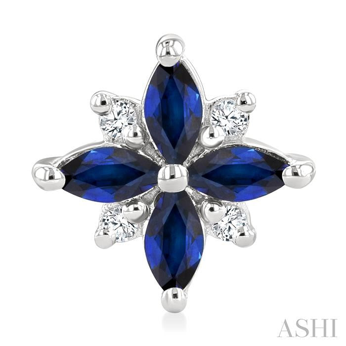 ASHI Blossom Marquise Shape Gemstone & Diamond Earrings 58999PPTGERSPWG