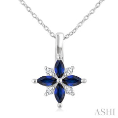 ASHI Blossom Marquise Shape Gemstone & Diamond Pendant 58999PPTGPDSPWG