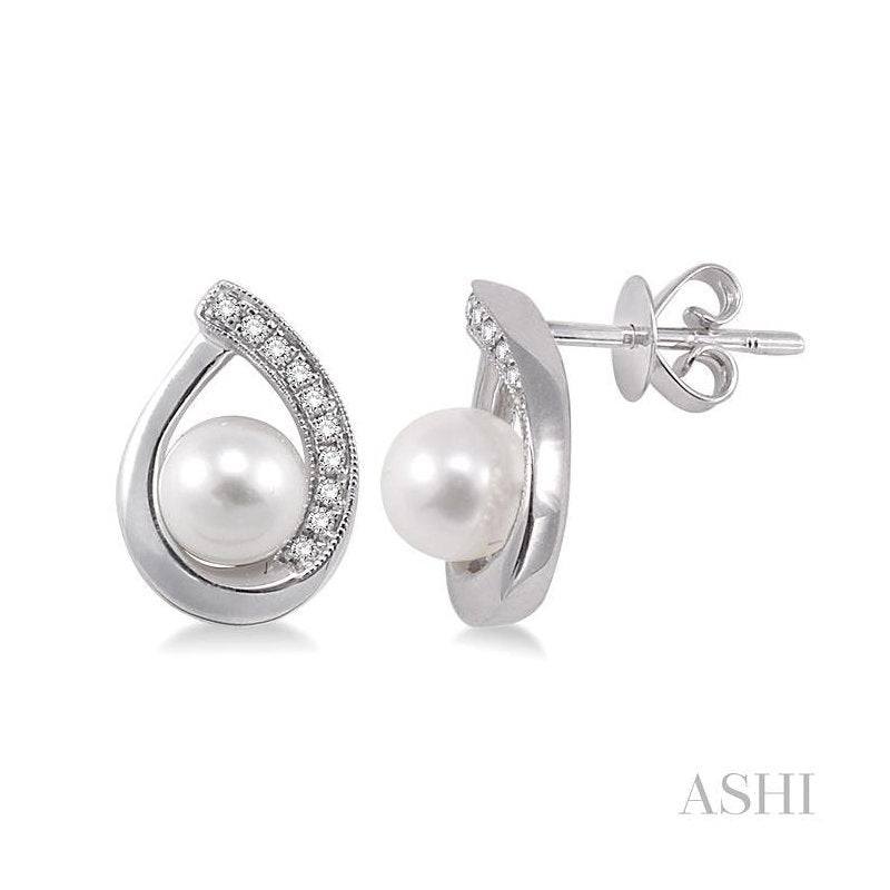 ASHI Pearl & Diamond Fashion Earrings 56668PPFXERWG