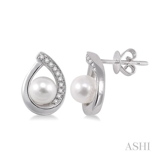 ASHI Pearl & Diamond Fashion Earrings 56668PPFXERWG