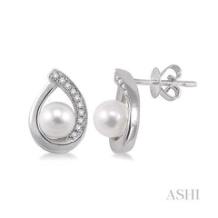 ASHI Pearl & Diamond Fashion Earrings 56668PPFXERWG
