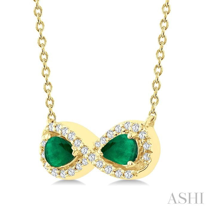 ASHI Pear Shape Gemstone & Infinity Halo Diamond Pendant 59018PPTSPDEMYG